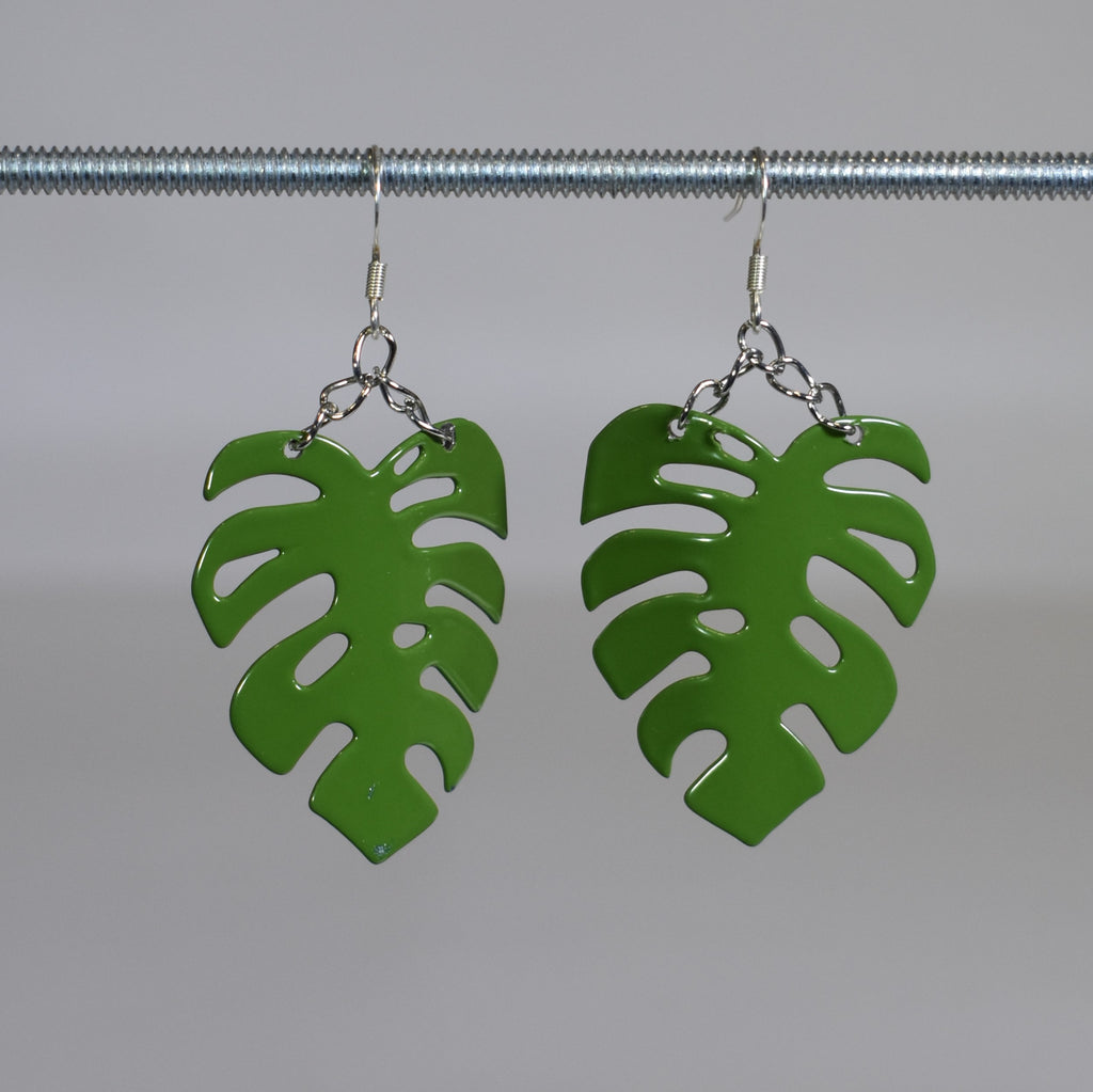 Monstera Drop Earrings Fern Green