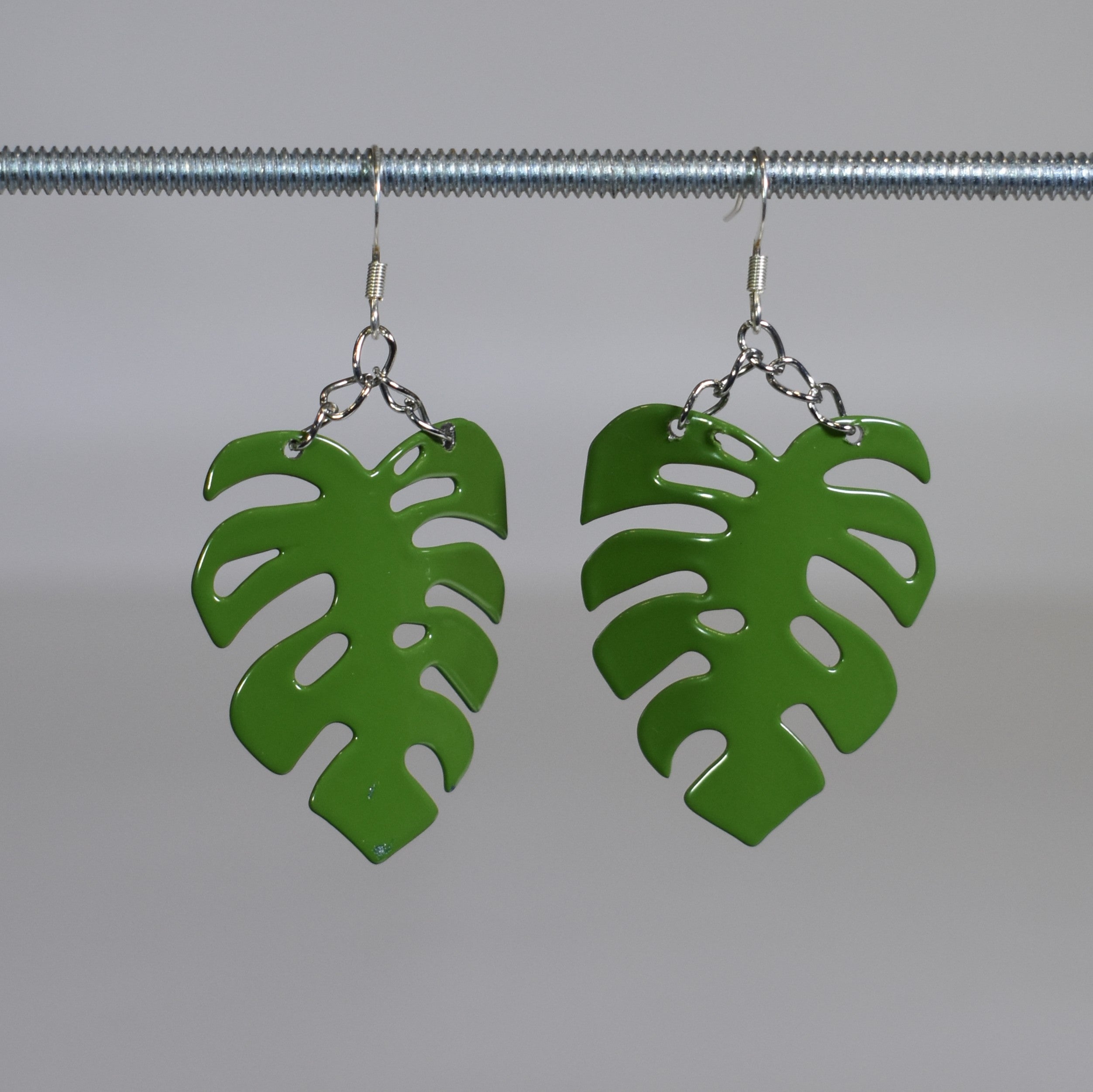Monstera Drop Earrings Fern Green