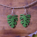 Monstera Drop Earrings Fern Green