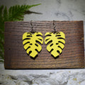 Monstera Earrings Bright Yellow