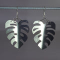 Large Stainless steel Monstera earrings