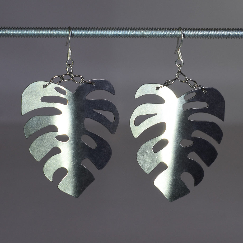 Stainless-steel Monstera Earrings