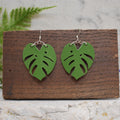 Monstera Earrings Fern Green