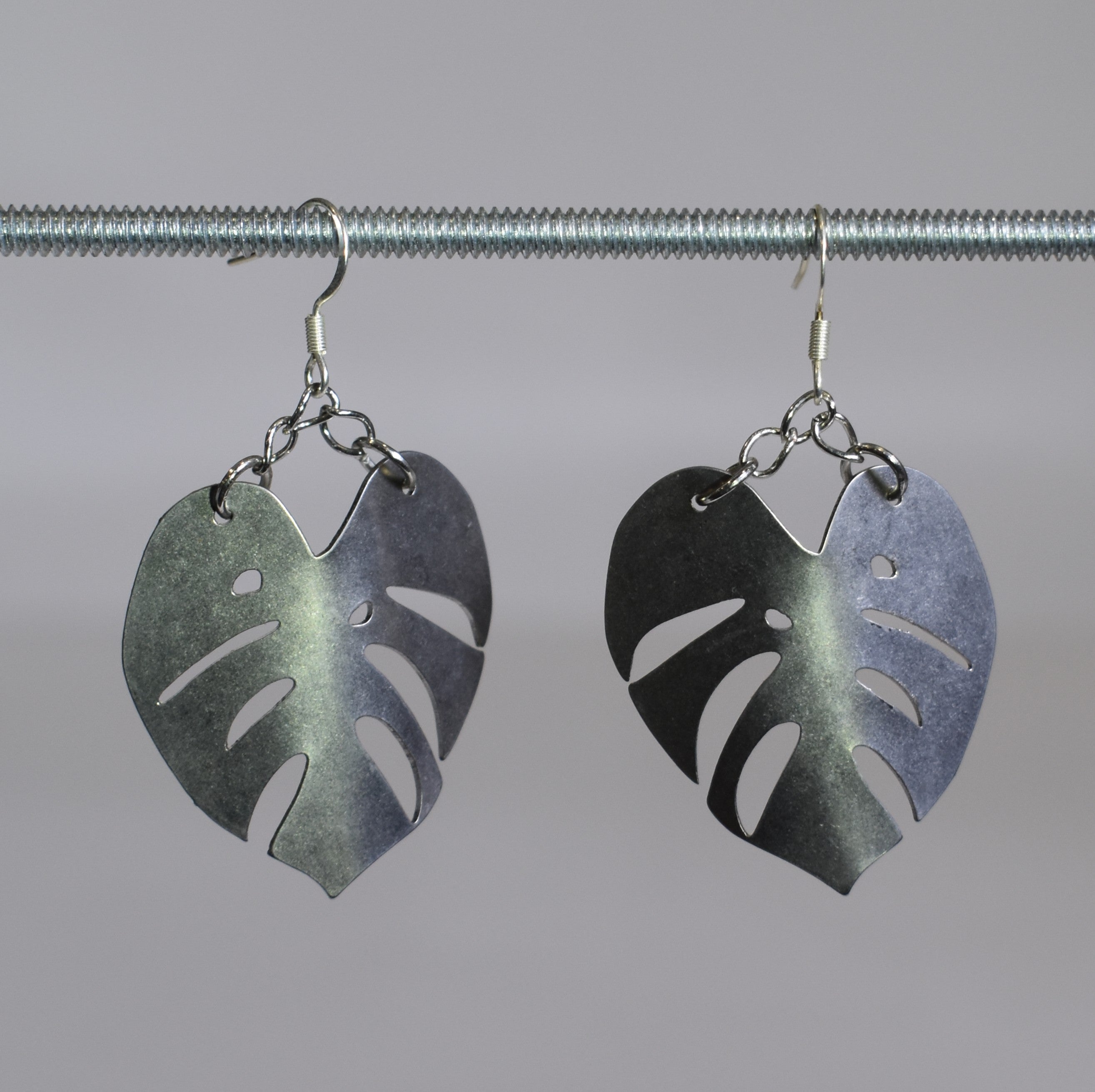 Stainless-Steel Monstera Earrings
