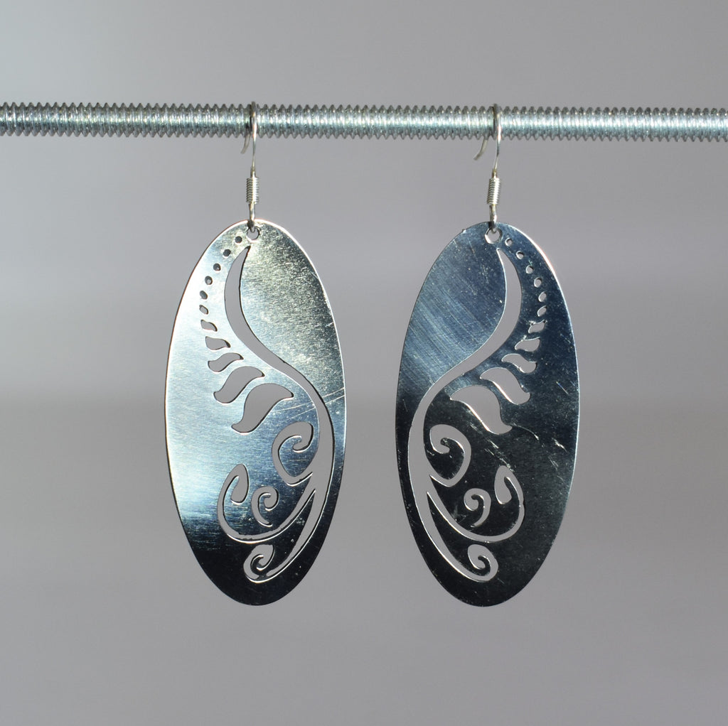 Filagree Fiddlehead Fern Drop Oval Earrings