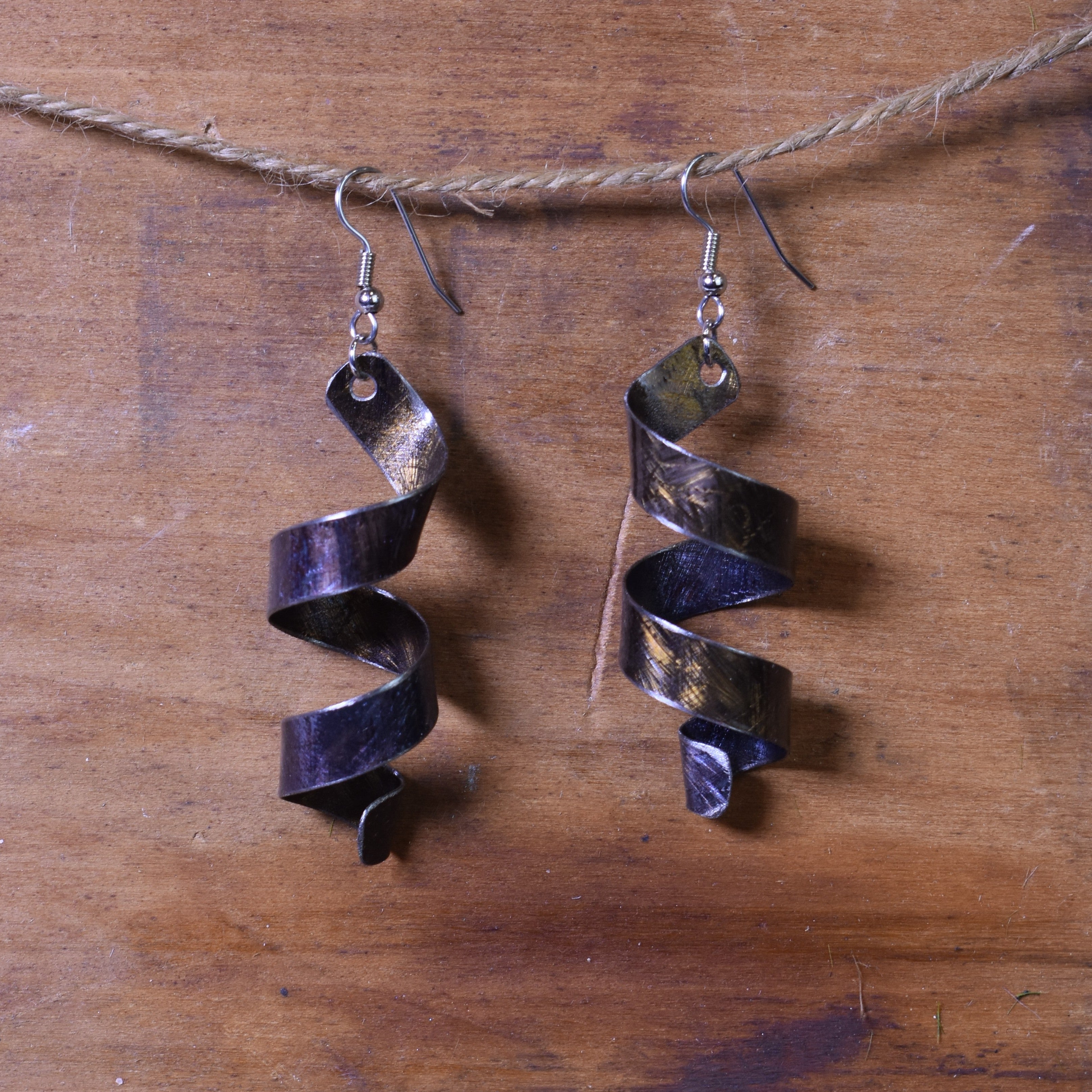 Annealed Coil Drop Earrings