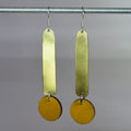 Solar Drop Brass and Wood Earrings