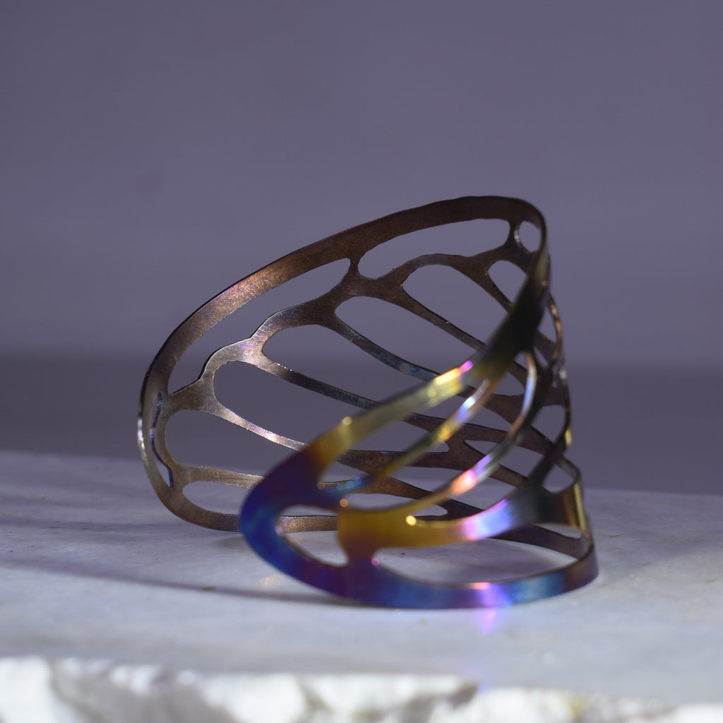 Medium Cicada Wing Cuff in annealed stainless steel