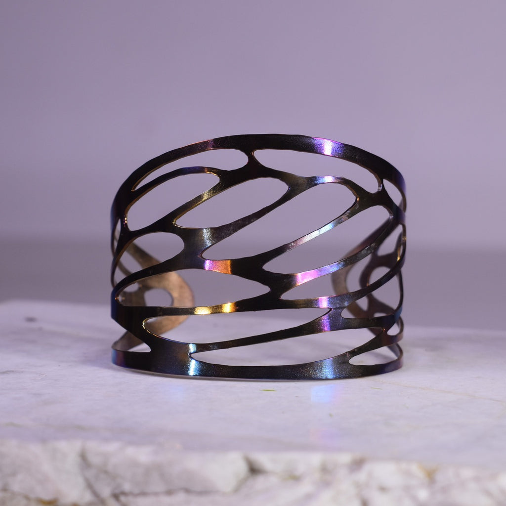 Medium Cicada Wing Cuff in annealed stainless steel