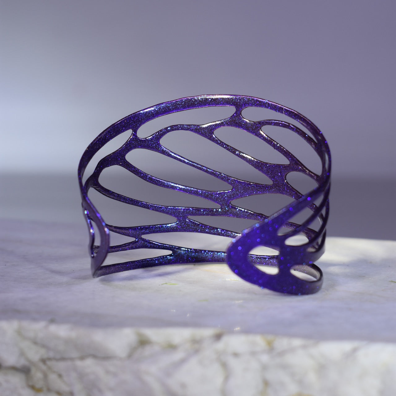 Medium Cicada Wing Cuff Bracelet in Dirty Magic Purple