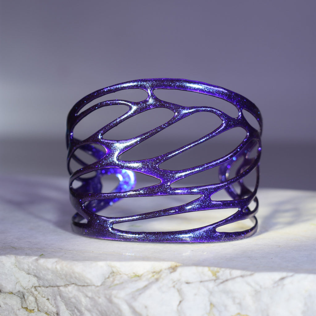 Medium Cicada Wing Cuff Bracelet in Dirty Magic Purple