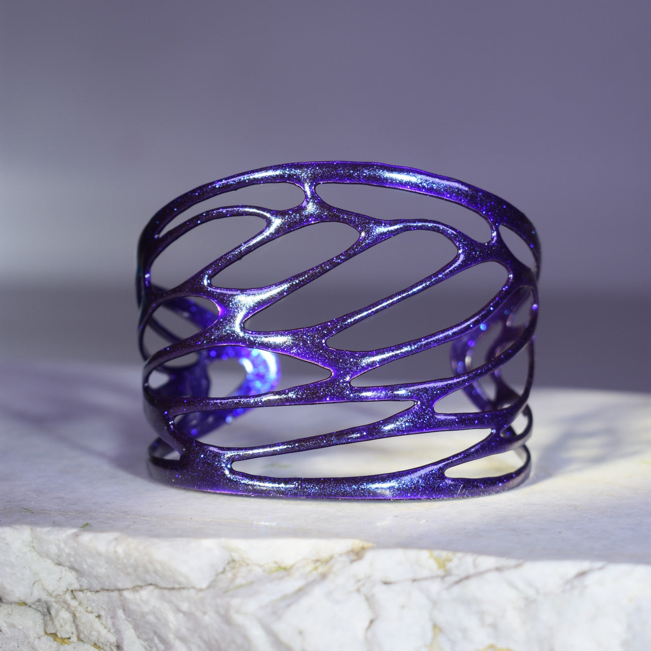 Medium Cicada Wing Cuff Bracelet in Dirty Magic Purple