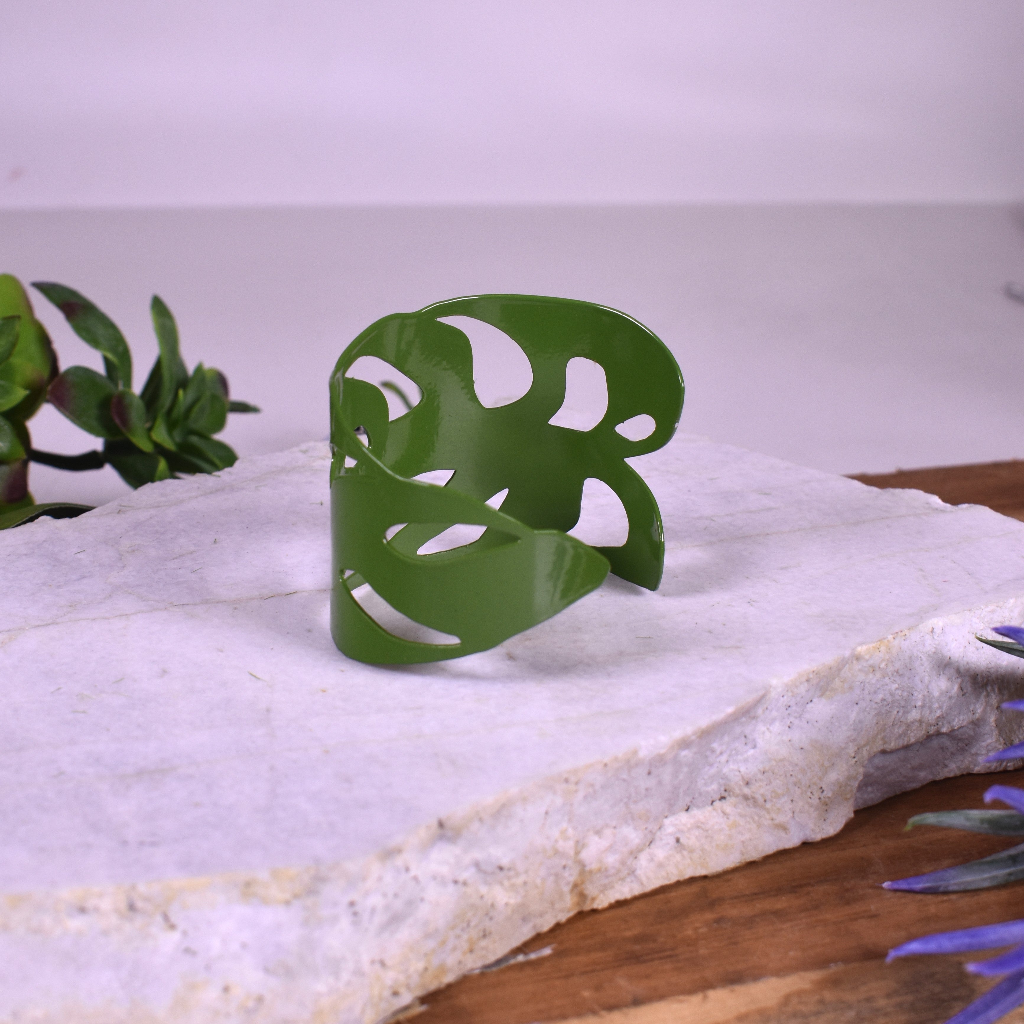 Monstera Cuff Bracelet Fern Green Small
