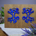 Big Amoeba Illusion Blue Earrings