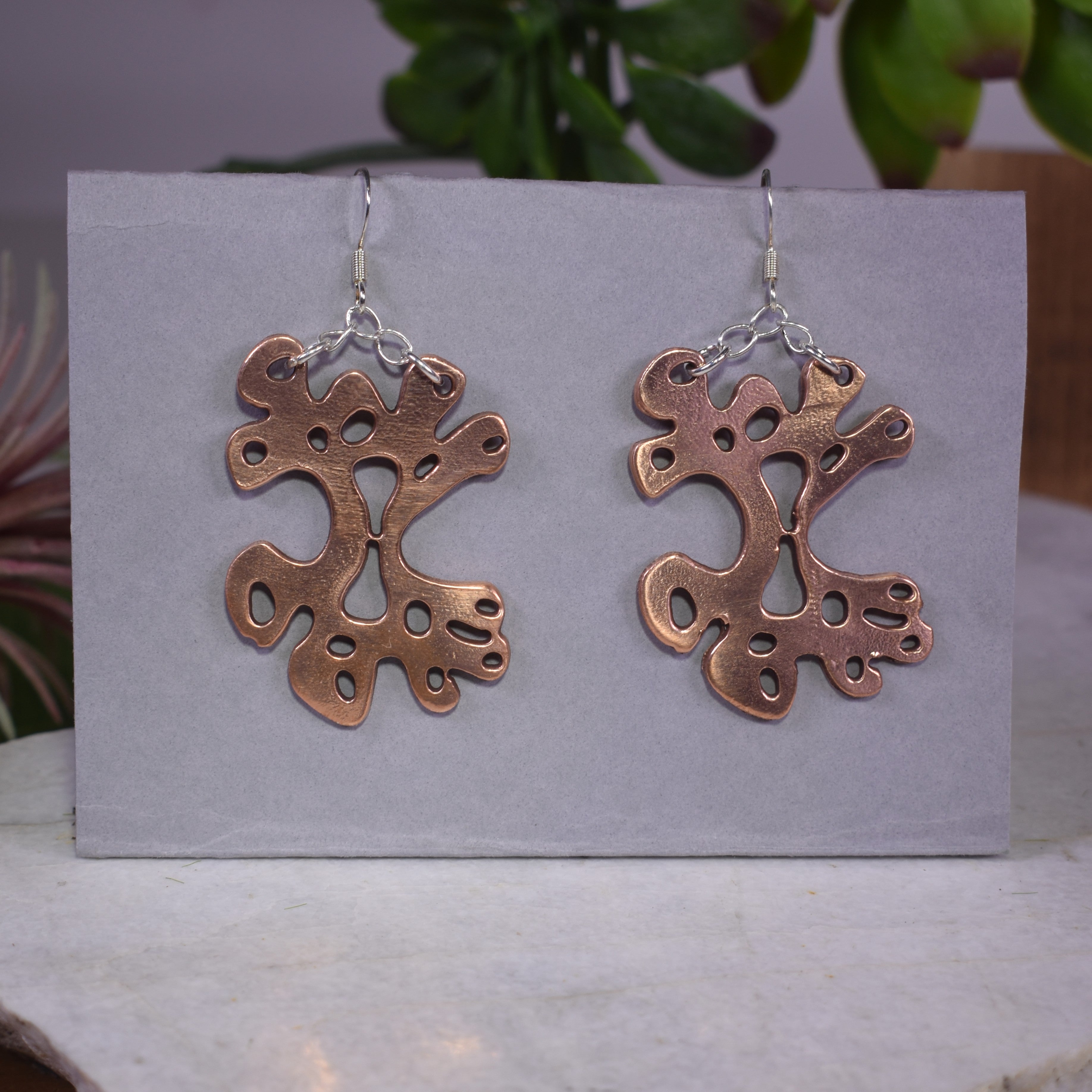 Medium Amoeba Copper Earrings