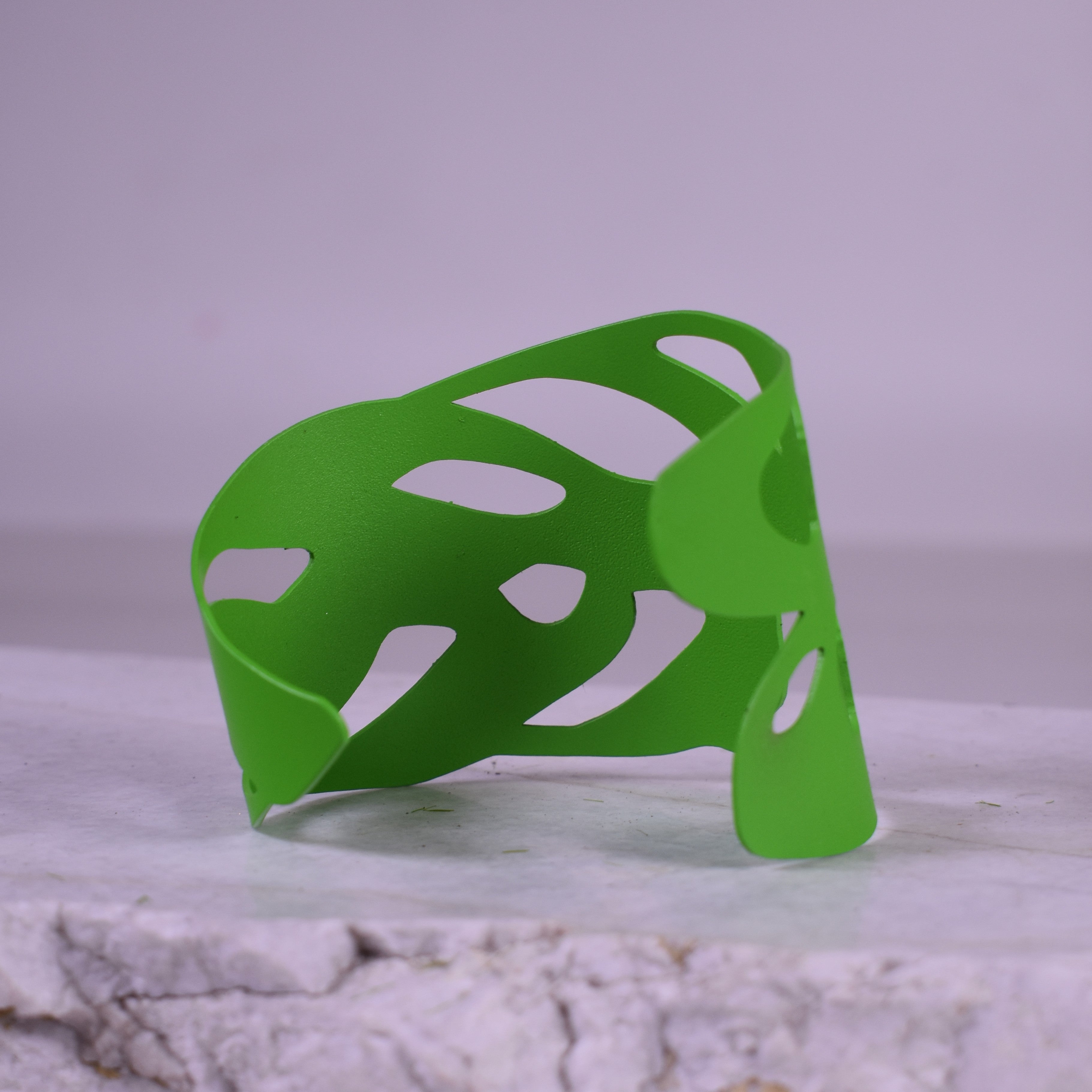 Monstera Cuff Bracelet Matte Green