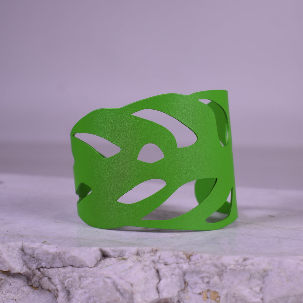 Monstera Cuff Bracelet Matte Green