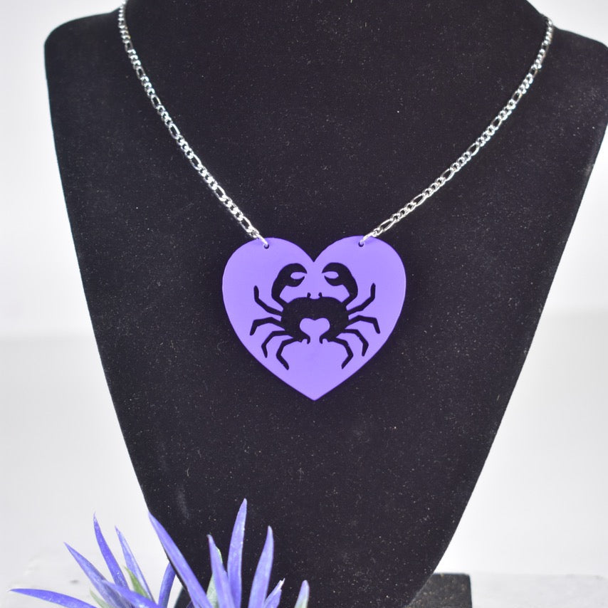 Crab Necklace in Matte Purple