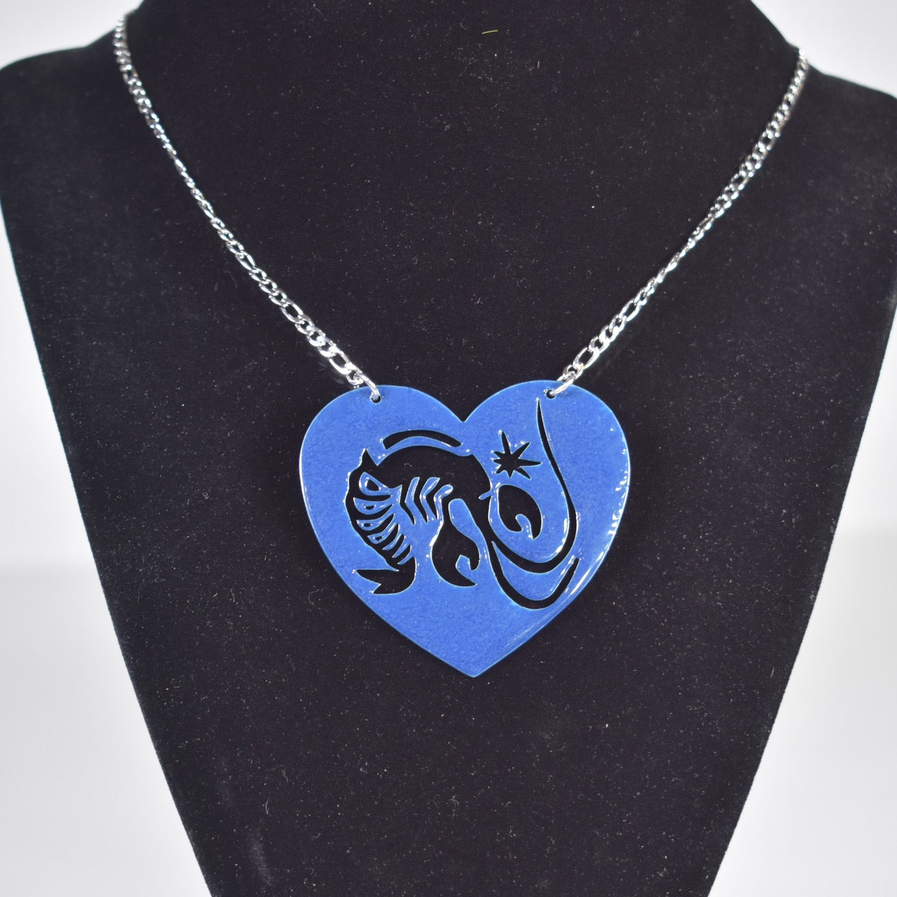 Crawfish/Lobster Necklace in Blue Hammertone