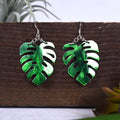 Candy Green Small Monstera Earrings
