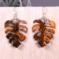 Burnt Orange Monstera Earrings Small