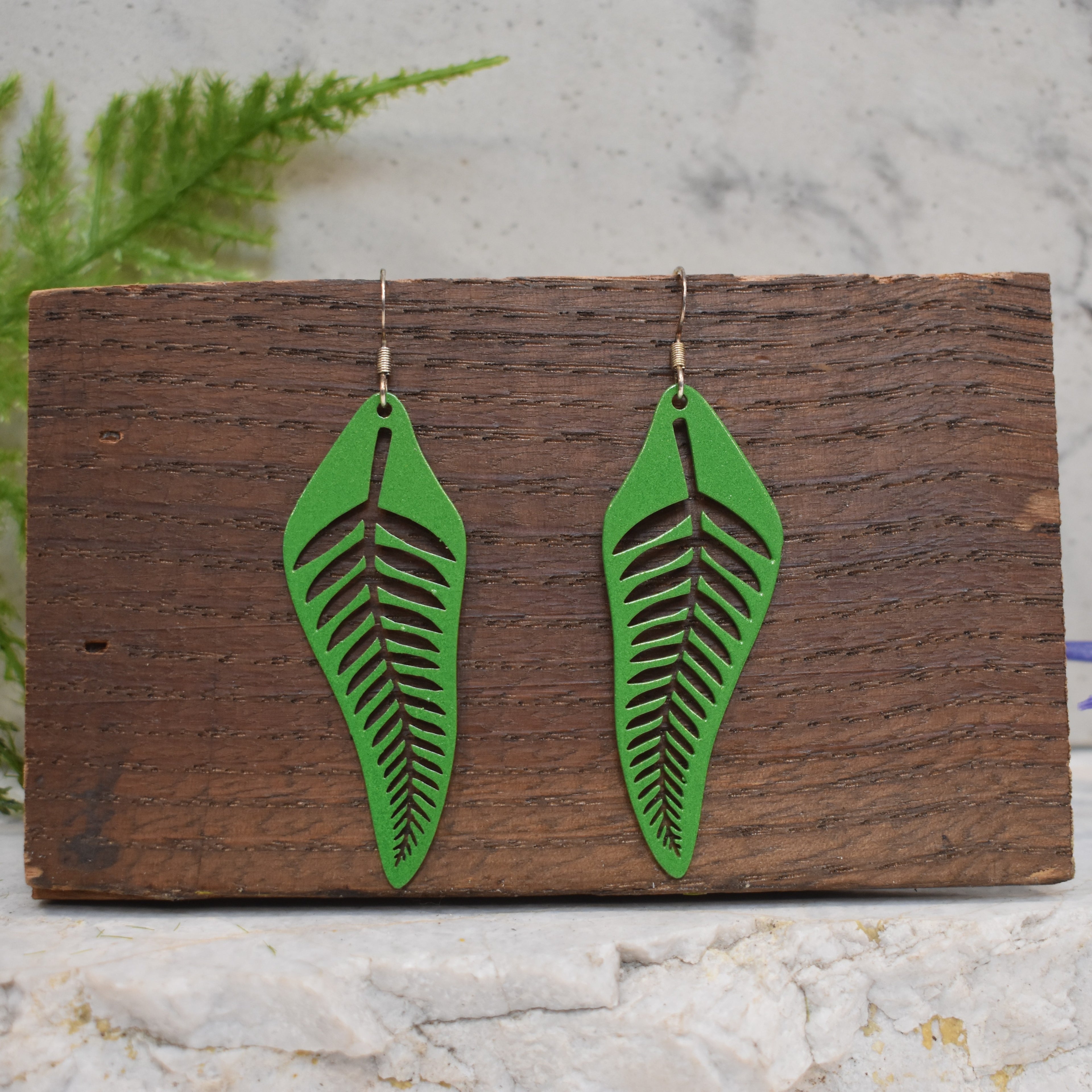 Fern Drop Earrings Shimmer Green